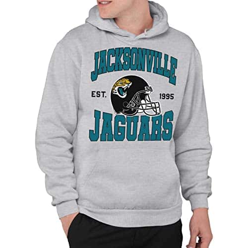 Junk Food Clothing x NFL Jacksonville Jaguars Team Helmet Unisex Adult Pullover Fleece Hoodie for Men and Women Size Large