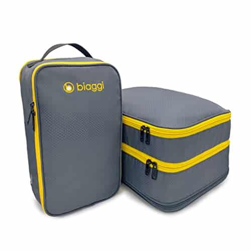 Biaggi Double Deck Compression Cube Expandable Travel Organizer Bags for Suitcases, Lightweight, Zipper Packing Cubes for Women & Men's Travel Essentials
